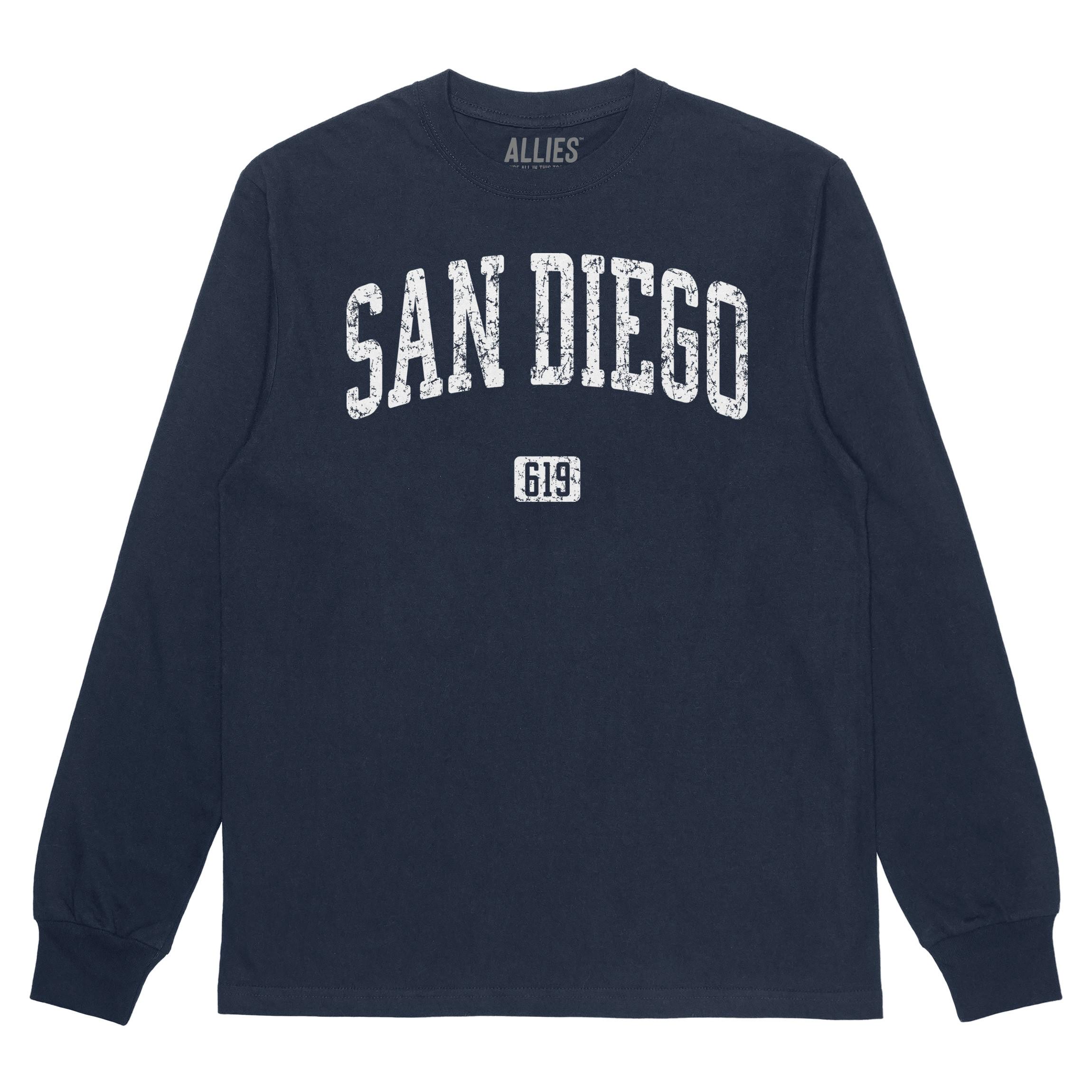 San Diego CA Long Sleeve T-Shirt | Retro 619 Area Code Tee | Classic San Diego Apparel for Men & Unisex