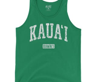 Kauai Hawaii Tank Top | Vintage Hawaii Shirt | Retro Men & Unisex Sleeveless Kauai Tee | Hawaii Adventure Gift