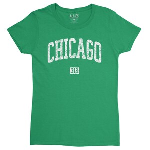 Chicago 312 Women&#39;s T-Shirt | Vintage Retro Style Tee | Classic Chicago Area Code Shirt | Windy City Gift for Women | Retro Chicago Apparel