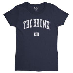 T-shirt femme Bronx 718 | Vêtements rétro vintage du Bronx | Cadeau classique du Bronx | Vêtements NYC Neighbourhood Pride pour femmes
