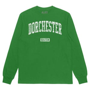 -shirt vintage à manches longues Dorchester Boston | T-shirt quartier rétro pour homme et unisexe | Vêtements Dorchester classiques