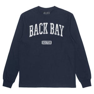 -shirt vintage à manches longues Back Bay Boston | T-shirt quartier rétro pour homme et unisexe | Vêtements Boston classiques