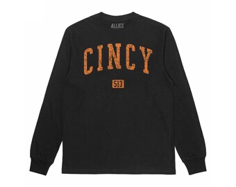 Cincy 513 Cincinnati Long Sleeve Shirt | Mens and Unisex Ohio T Shirt | Graphic City Tee | Gift for Cincinnati Fans | 513 Apparel