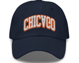 Chicago Dad Mütze - Chicago Flipped - Low Profil, gebogener Schirm, Cap, Strapback, Chicago Sports, Chicago Geschenk