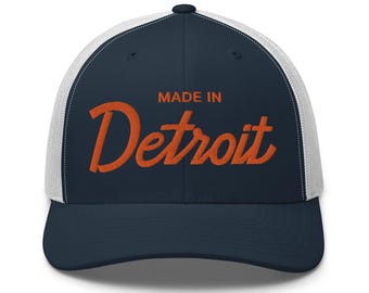 Detroit Fernlastwagenmütze | Retro Retro Detroit Cap | Stadt Stolz Hut | Unisex Detroit Geschenk | Streetwear Baseballmütze | Vintage Retro Retro Retro Retro Retro Segeltuch Mütze | Motor City