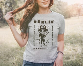 Camiseta punk de Berlín para bebé / Camiseta gráfica vintage de punk rock en español / Top corto con la escena musical de Berlín / Regalo punk de Berlín para ella / Camiseta con póster de banda