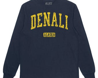 Denali Alaska Long Sleeve T-Shirt | Vintage Alaska Shirt | Retro Denali Tee for Men & Unisex | Adventure Gift