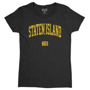 shirt Femme Staten Island NYC 718 | Style vintage classique | T-shirt rétro de quartier de Staten Island | Chemise New York City pour femme