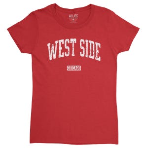 T-shirt pour femme West Side Chicago | Vêtements rétro vintage de Chicago | Cadeau classique du côté ouest de Chicago | Vêtements du quartier de Chicago pour femmes