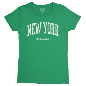 New York Damen T-Shirt | Vintage-Stil Empire State T-Shirt | Zustand Pride Bekleidung & Geschenke für Sie | NY Damen-Shirt Souvenir