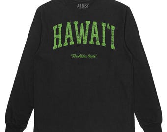 Koszulka Hawajska | Koszulka z grafiką Aloha State | Koszulka Hawajska męska i unisex | Styl retro hawajskiej przygody | Prezent i pamiątka z wakacji na Hawajach