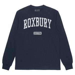 -shirt vintage à manches longues Roxbury Boston | T-shirt quartier rétro pour homme et unisexe | Vêtements Roxbury classiques