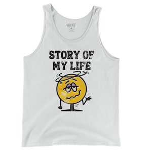 Story of My Life Tank Top | Funny Sarcastic Tank for Men | Dark Humor Sleeveless Tee | Ironic Failure Shirt | Sad but Funny Unisex Tank
