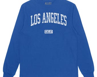 T-shirt vintage a maniche lunghe di Los Angeles, California / Maglietta retrò LA per uomo e unisex / Abbigliamento classico di Los Angeles