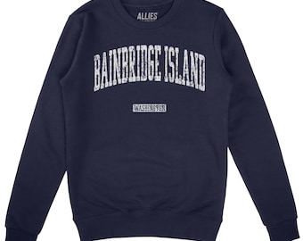 Sweat-shirt Bainbridge Island | pull vintage PNW | Ras du cou rétro Washington | Pull unisexe Adventure | Cadeau insulaire pour lui