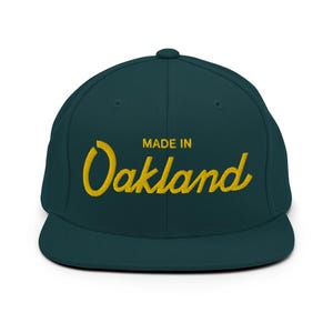 Made in Oakland Snapback Hat | Original Retro Script Baseball Cap | Adjustable Oakland Hat for Men & Women | 80s 90s Oakland Gift