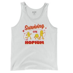 Hopium Tank Top | Funny Sarcastic Tank for Men | Surviving on Hopium Shirt | Dark Humor Sleeveless Tee | Ironic Existential Unisex Tank