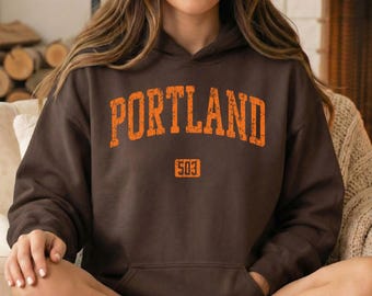 Vintage Portland Oregon T-shirt met lange mouwen | Retro T-shirt met 503 netnummer voor heren en uniseks | Klassieke Portland-kleding