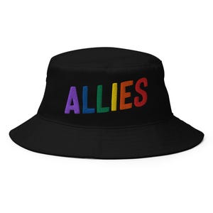 Allies Rainbow Bucket Hat | LGBTQ Pride Hat | Colorful Summer Cap | Retro Rainbow Hat | Gay Pride Gift | Inclusive Pride Hat