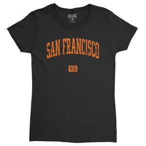 T-shirt San Francisco 415 pour femme | Vêtements SF vintage rétro | Cadeau classique San Francisco 415 | Vêtements avec code régional de la baie pour femmes