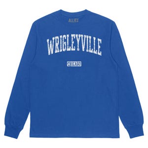 T-shirt à manches longues Wrigleyville Chicago | T-shirt quartier rétro | Vêtements North Side classiques pour hommes et unisexe