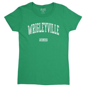 T-shirt pour femme Wrigleyville Chicago | Style vintage classique | T-shirt rétro du quartier de Wrigleyville | Chemise North Side Chicago pour femme