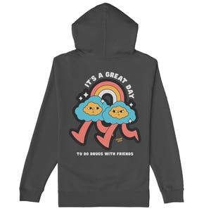 Drugs With Friends-hoodie | Grappige stoner-hoodie voor heren | Trippy Weed-trui | Psychedelisch 420-sweater | Uniseks cannabishoodie