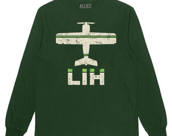 Lihue LIH Airport Long Sleeve T-Shirt | Vintage Retro Kauai Travel Shirt for Men & Unisex | LIH Airport Code Shirt | Hawaii Vacation Gift