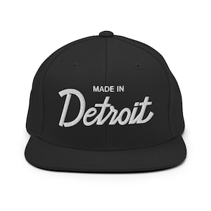 Made in Detroit Snapback Hat | Original Retro Script Baseball Cap | Adjustable Detroit Hat for Men & Women | 80s 90s Detroit Gift