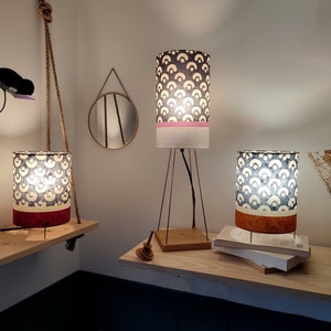 Table lamp &quot;Pyakeja&quot; collection, Nepalese & Japanese paper, bedside lamp, mood lamp, lighting, tube lamp