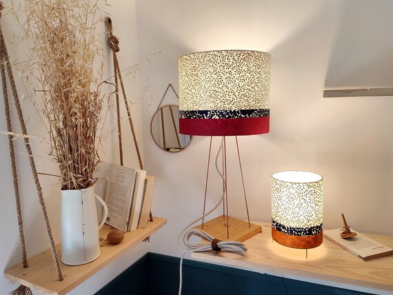 Lampe à poser collection "Camkilo", papier népalais, lampe d'ambiance, luminaire, lampe de chevet