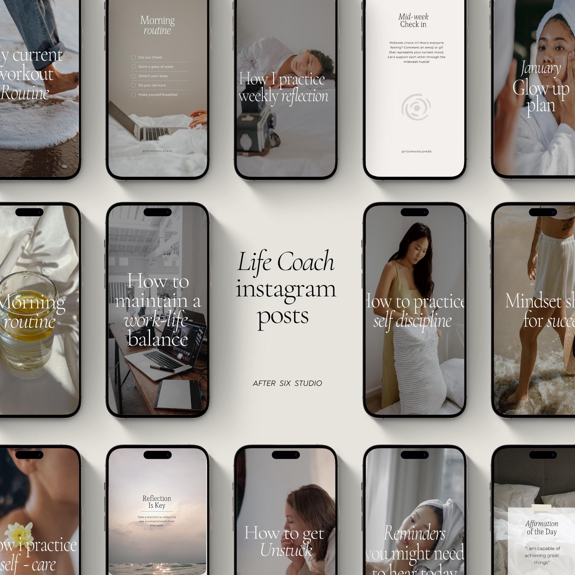 Life coach Instagram Templates | Content Creator Templates | Coach, lifestyle, blogger, influencer