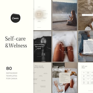 Modèles Instagram bien-être pour entraîneurs | Kit pour réseaux sociaux Canva | Contenu sur les soins personnels, la santé et la pleine conscience
