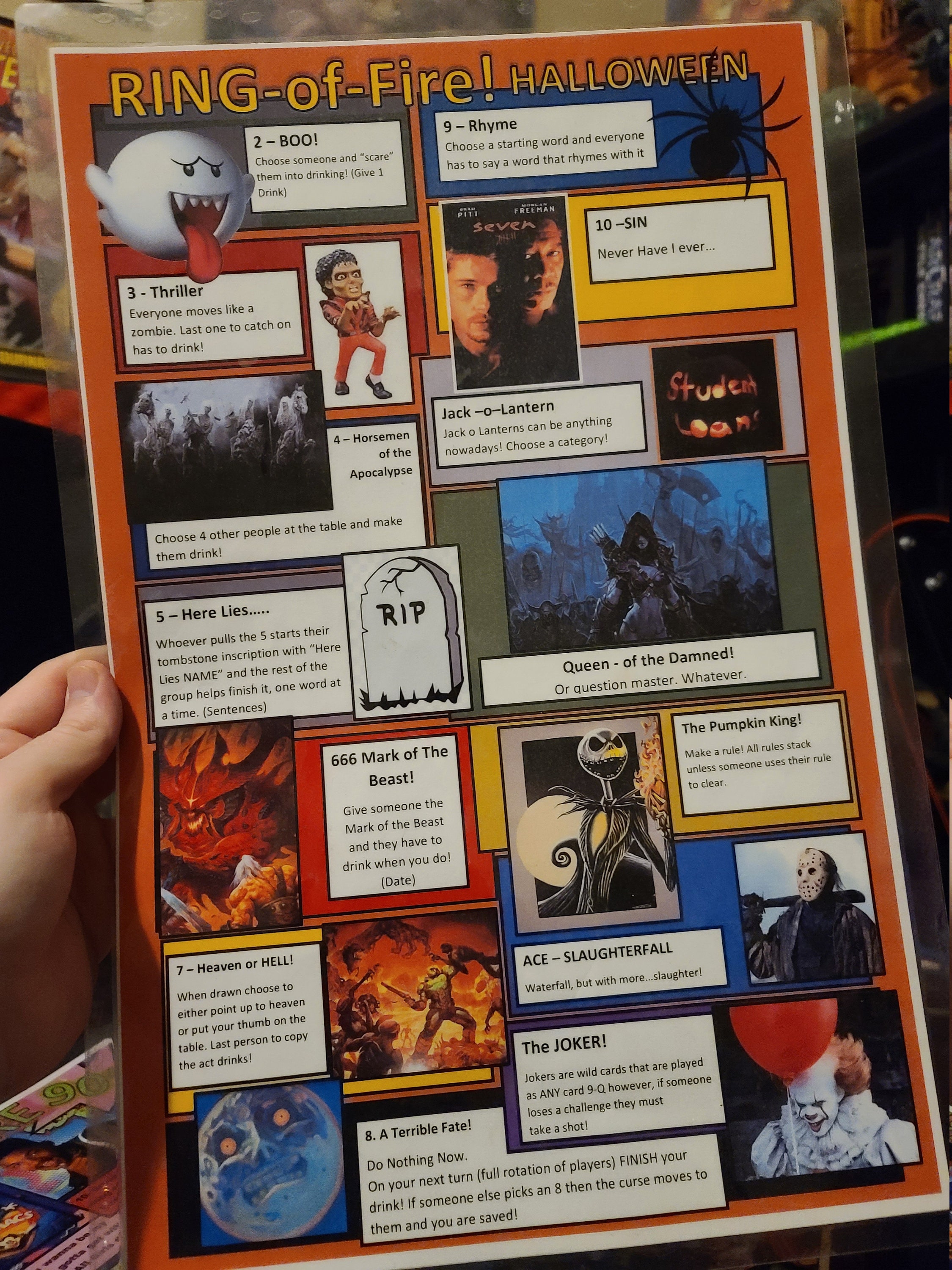 Drinking Game Halloween Themed Party Game Rules Ring of Fire - Etsy
