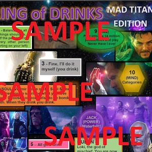 Drinking Game Purple Alien Themed Party Game Rules! Ring of Fire for Adults! Art Collage