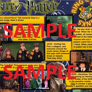 Drinking Game Wizards and Witches Themed Party Game Rules! Ring of Fire for Adults! Art Collage
