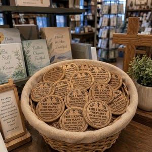 Jeremiah 29:11 Wooden Scripture Coins – Set of 12 - Christian Faith Tokens