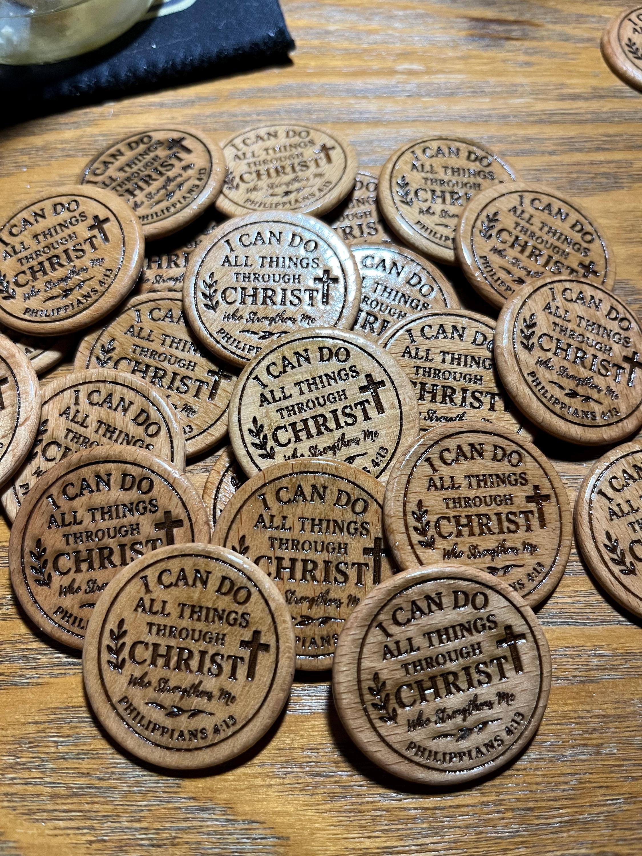 Philippians 4:13 Wooden Scripture Coins – Set of 12 - Church Giveaway ...