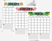 Printable Calendar, Vertical Blank Calendar, Calendar Download, Printable Seasonal Calendar, Re-usable Calendar, 12 Month Printable Calendar
