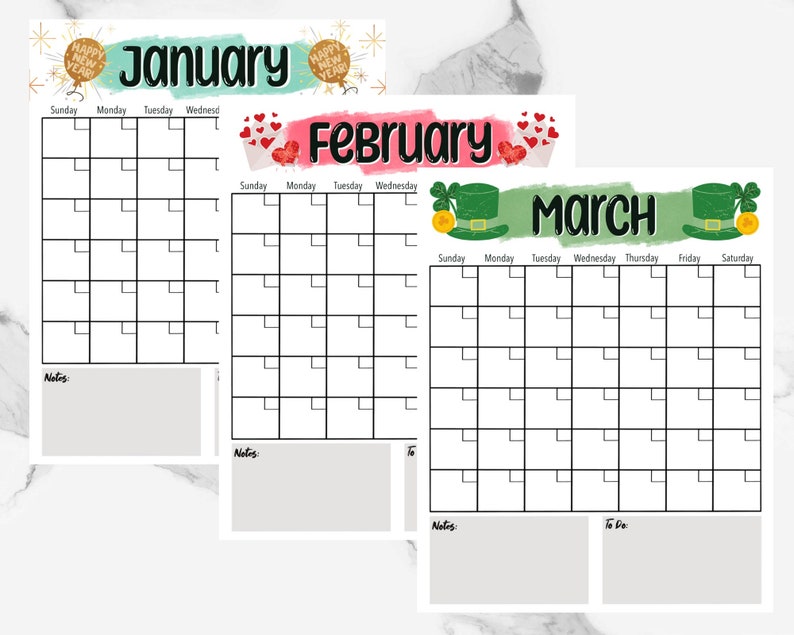 Printable Calendar Vertical Blank Calendar Calendar - Etsy