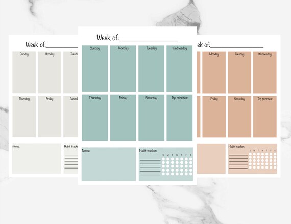 Printable Calendar Colorful Printable Calendar Horizontal - Etsy