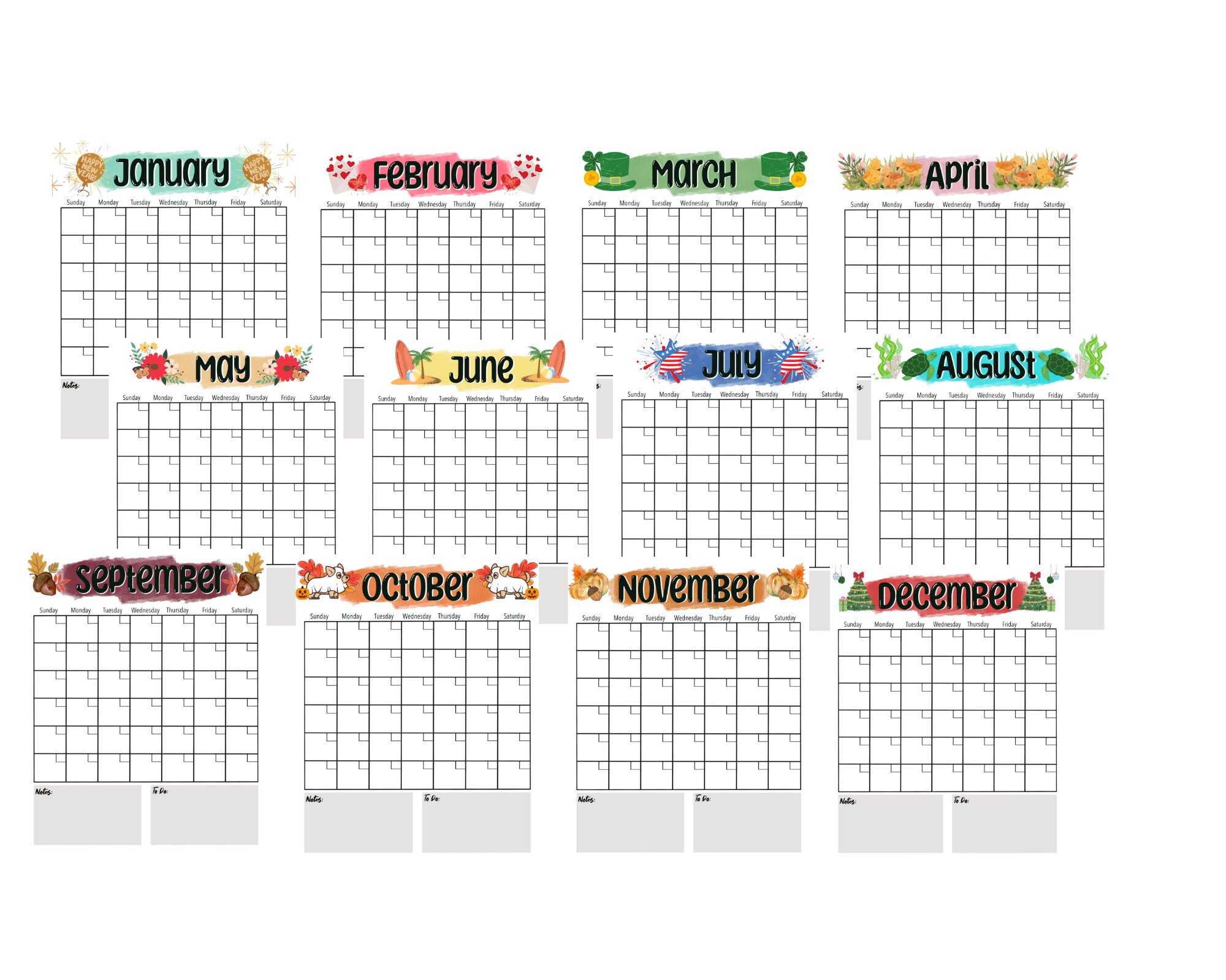 Printable Calendar Vertical Blank Calendar Calendar - Etsy