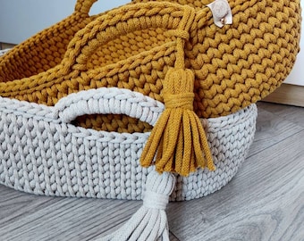 Crochet Basket Moses Basket To Cot Moses Basket, Bed For Baby Doll