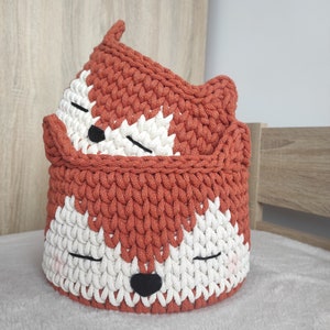Forest Friends Crochet Basket Fox, Bear & Organizer for Kids Room Decor, Cute Animal Storage Containers