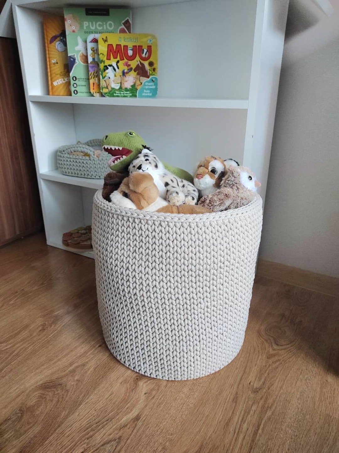 Big Basket for the Toy, Crochet Organizer Pattern, Boho Style Box for