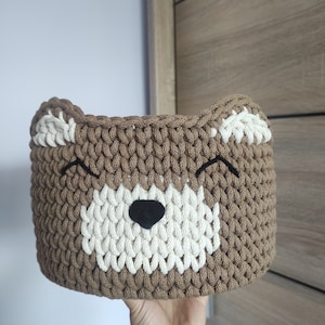 Bear basket for toy, Teddy bear nursery decor, box for baby room, storage bin, children&#39;s room decor, forest animal organizer
