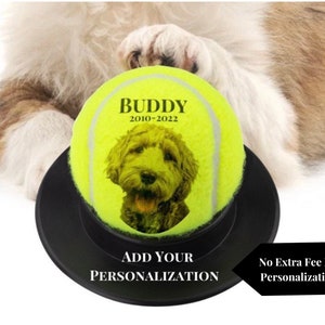 Personalized pet loss custom tennis ball | sympathy pet portrait memorial gift | pet loss keepsake | dog photo memorial collectible