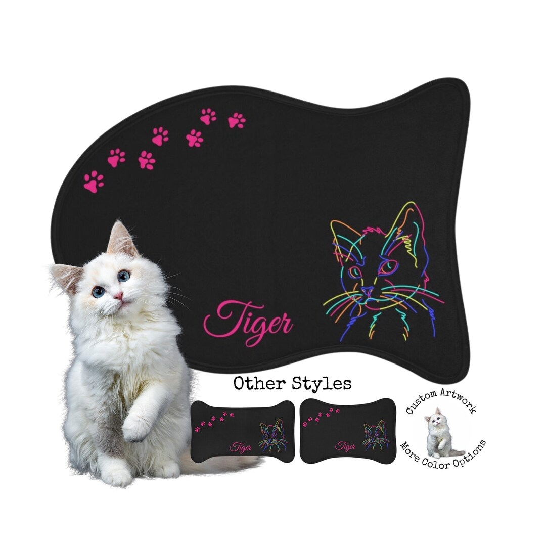 Personalized Pet Feeding Mats Customized Cat Food Bowl Mat Monogrammed