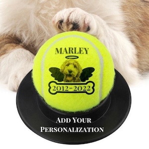 Personalized pet loss custom tennis ball | dog sympathy pet portrait gift | pet loss keepsake | dog photo custom tennis ball | pet memorial