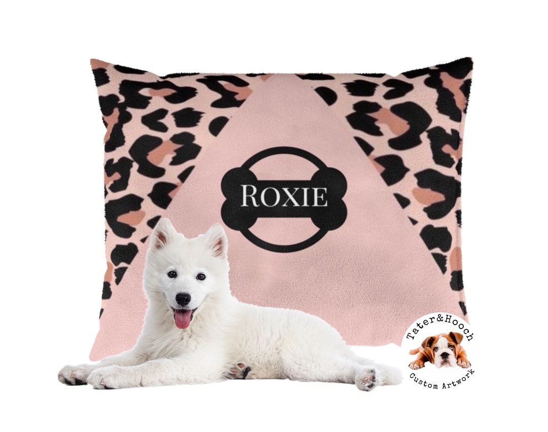 Personalized Pet Bed Pink Animal Print Dog Bed Monogrammed Etsy